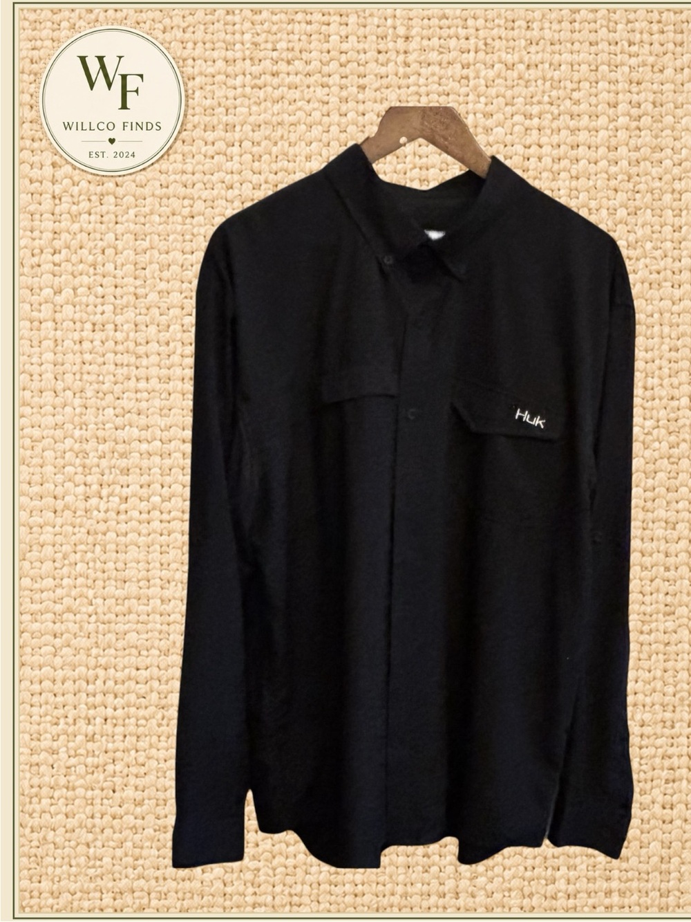 Huk Black Long-Sleeve Casual Button-Down Shirt
